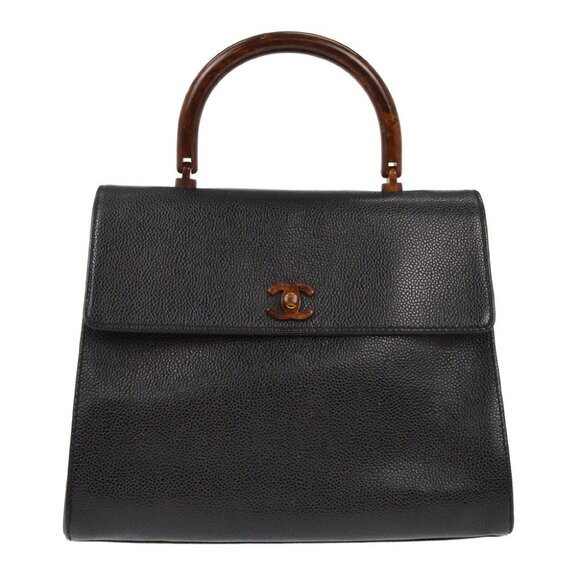 Chanel Black Calfskin Top Handle Handbag - Picture 1 of 9